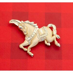 Vintage Mid Century Unicorn Gold Tone Brooch by AJC - O8